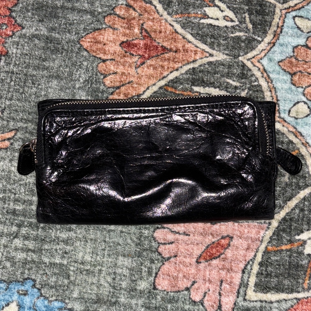 Latico Black Leather Bag with Colorful Interior